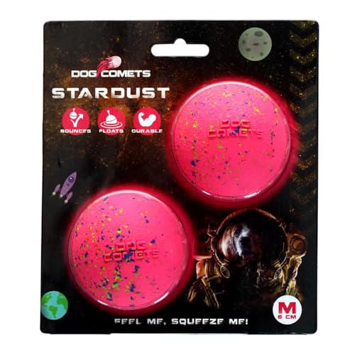 Dog Comets Ball Stardust Ø6 cm - Hundespielzeug Ball - Hundeball Naturkautschuk - Ball Hund - Rosa - 2 stück von Dog Comets