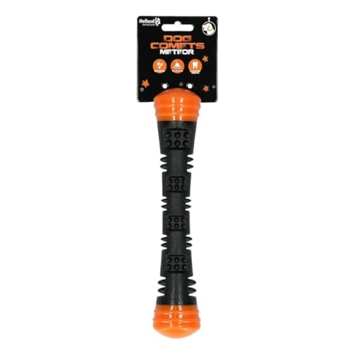 Dog Comets Meteor Wurfstock - Hundespielzeug - Hüpfend - Gummi - S - 23 cm - Orange/Schwarz von Dog Comets