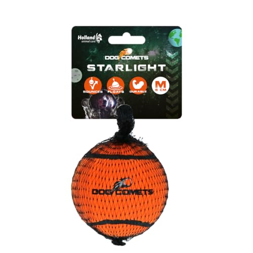 Dog Comets Starlight Tennisball - Ø 7,5 cm - Hundeball - schwimmendes Hundespielzeug - Hüpfendes Hundespielzeug - 1 Stück - Orange Dog Comets Starlight Tennisball - Ø 7,5 cm - Hundeball - schwimmendes Hundespielzeug - Hüpfendes Hundespielzeug - 1 Stück - Orange von Dog Comets