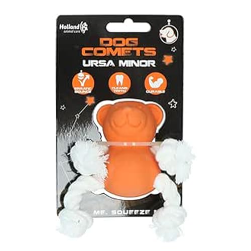 Dog Comets Ursa Minor - Hundespielzeug - Hüpfende Hundekugel - Mit Zahnseide - 7 cm - Orange von Dog Comets