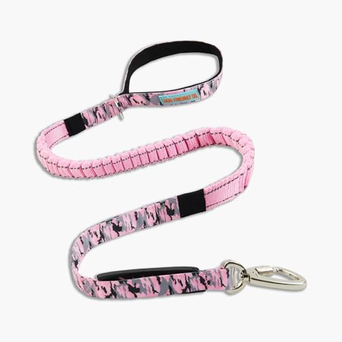 DF Co. Bungee-Hundeleine, zugfrei und stoßfest für Kontrolle, Neopren-gepolsterter Griff, robuster Karabiner und D-Ring, Rosa Camouflage, Größe normal DF Co. Bungee-Hundeleine, zugfrei und stoßfest für Kontrolle, Neopren-gepolsterter Griff, robuster Karabiner und D-Ring, Rosa Camouflage, Größe normal von Dog Friendly Co