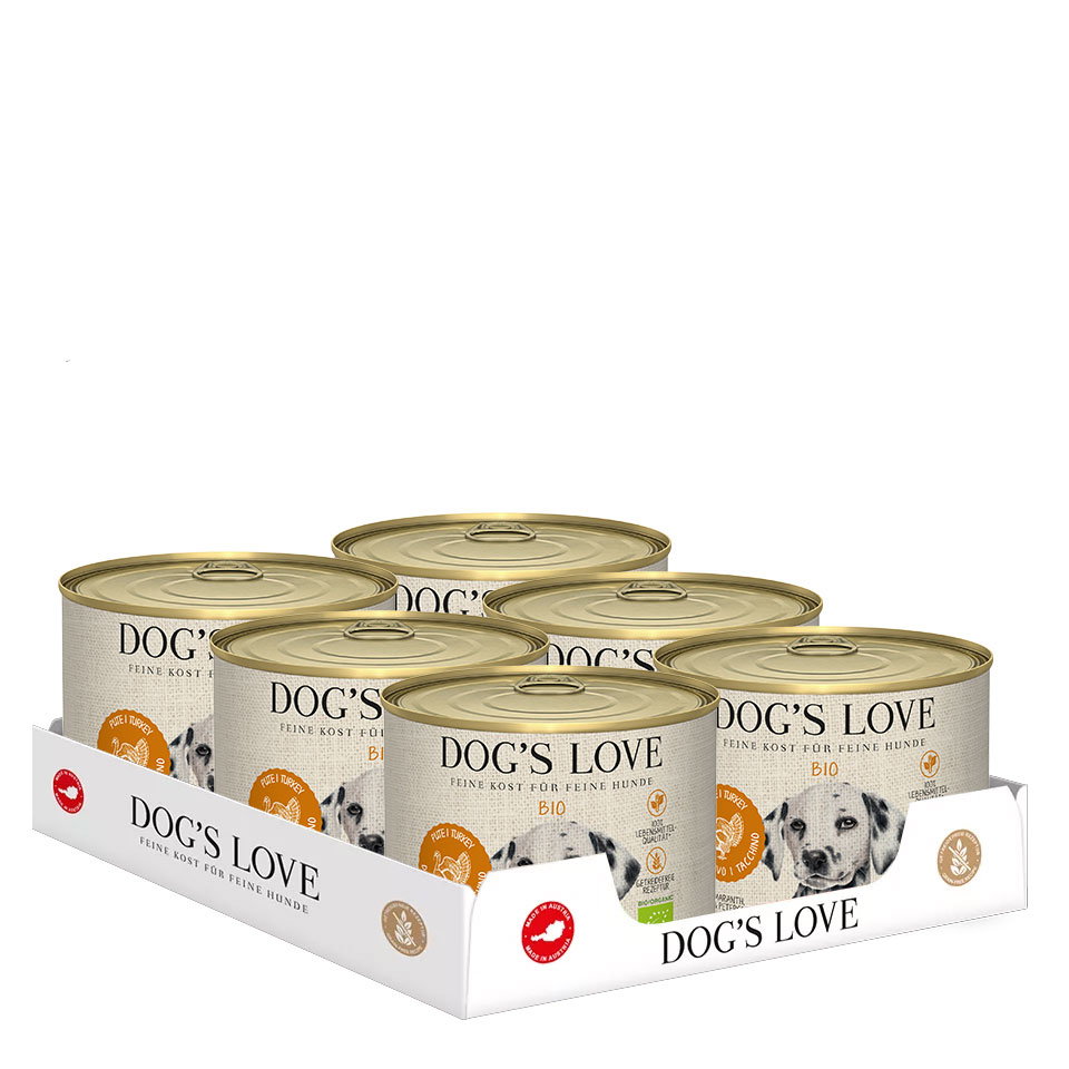 DOG'S LOVE Bio Hunde Nassfutter Multipack 6x200g aus Pute / Truthahn | Hundefutter für Adult DOG'S LOVE Bio Hunde Nassfutter Multipack 6x200g aus Pute / Truthahn | Hundefutter für Adult von Dog's Love
