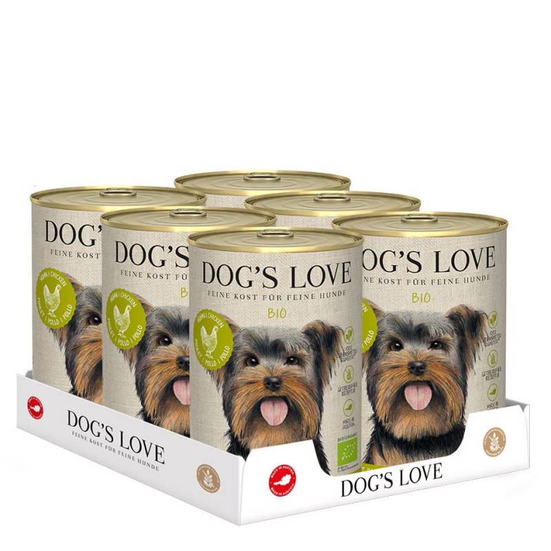 DOG'S LOVE Bio Hunde Nassfutter Multipack 6x400g aus Huhn | Hundefutter für Adult von Dog's Love