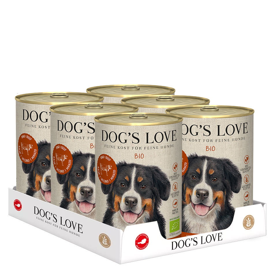 DOG'S LOVE Bio Hunde Nassfutter Multipack 6x400g aus Rind | Hundefutter für Adult von Dog's Love