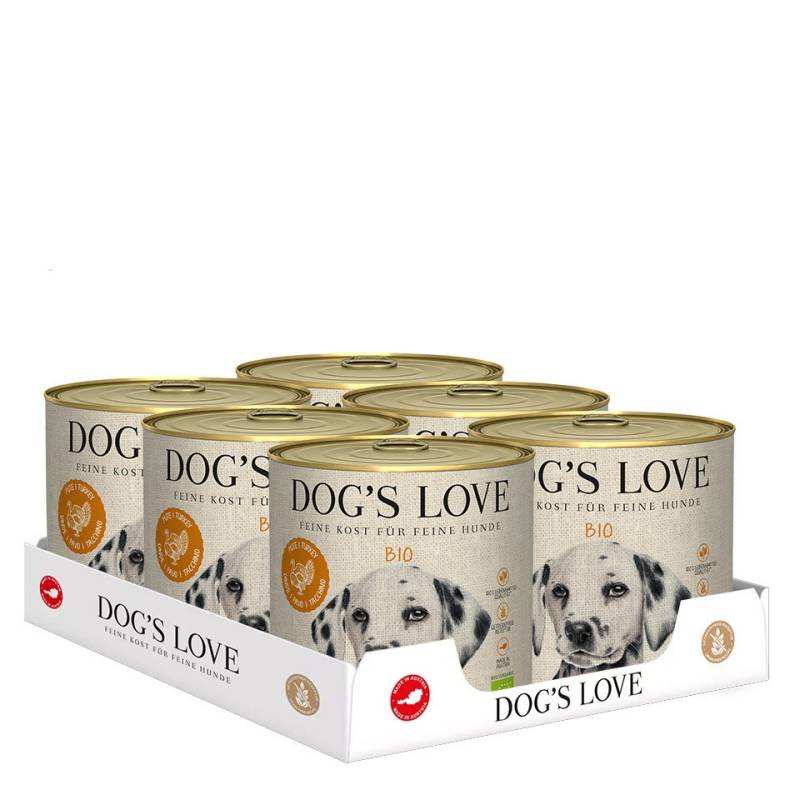 DOG'S LOVE Bio Hunde Nassfutter Multipack 6x800g aus Pute / Truthahn | Hundefutter für Adult DOG'S LOVE Bio Hunde Nassfutter Multipack 6x800g aus Pute / Truthahn | Hundefutter für Adult von Dog's Love