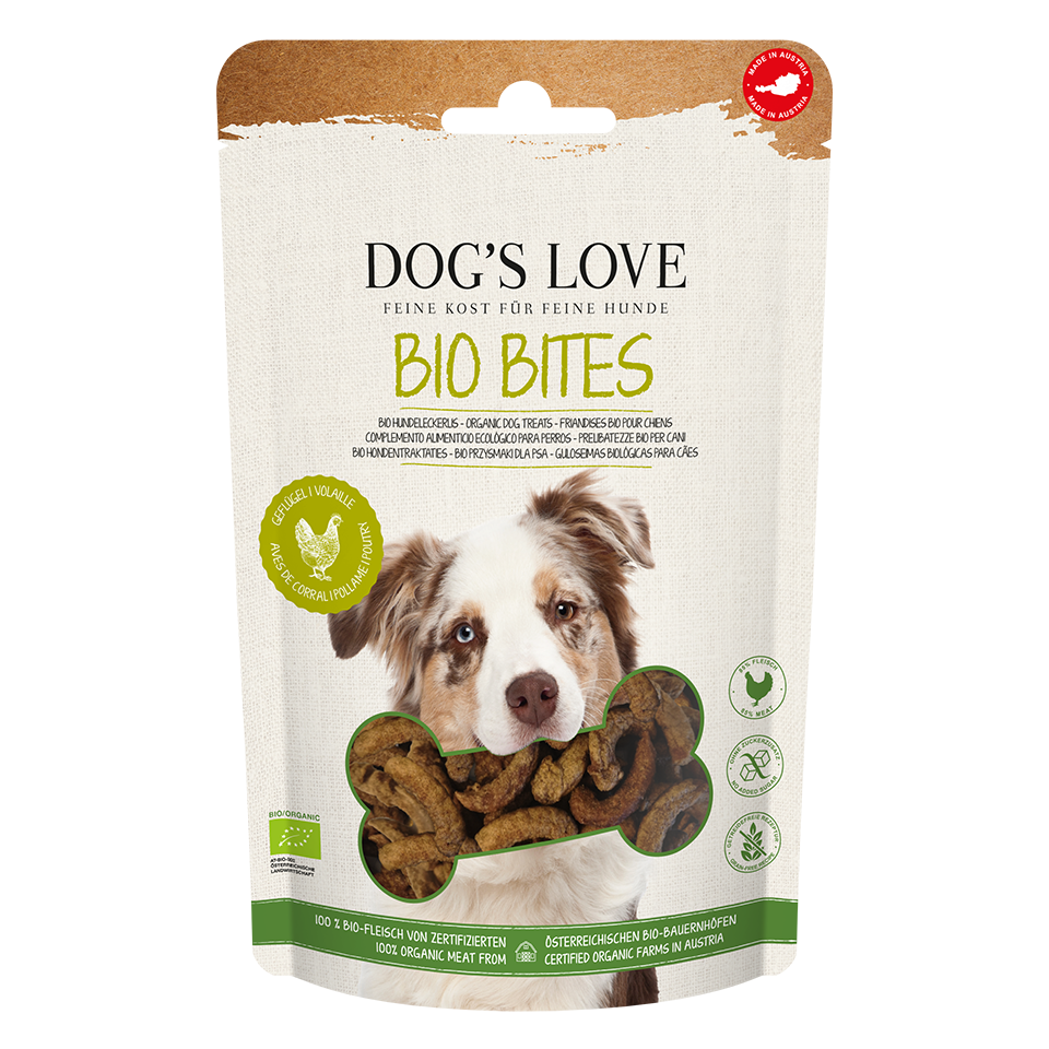 DOG'S LOVE Hunde Leckerlis Bites Bio Geflügel 150g, getreidefrei | Trainings-Leckerli & Belohnung für Hunde DOG'S LOVE Hunde Leckerlis Bites Bio Geflügel 150g, getreidefrei | Trainings-Leckerli & Belohnung für Hunde von Dog's Love