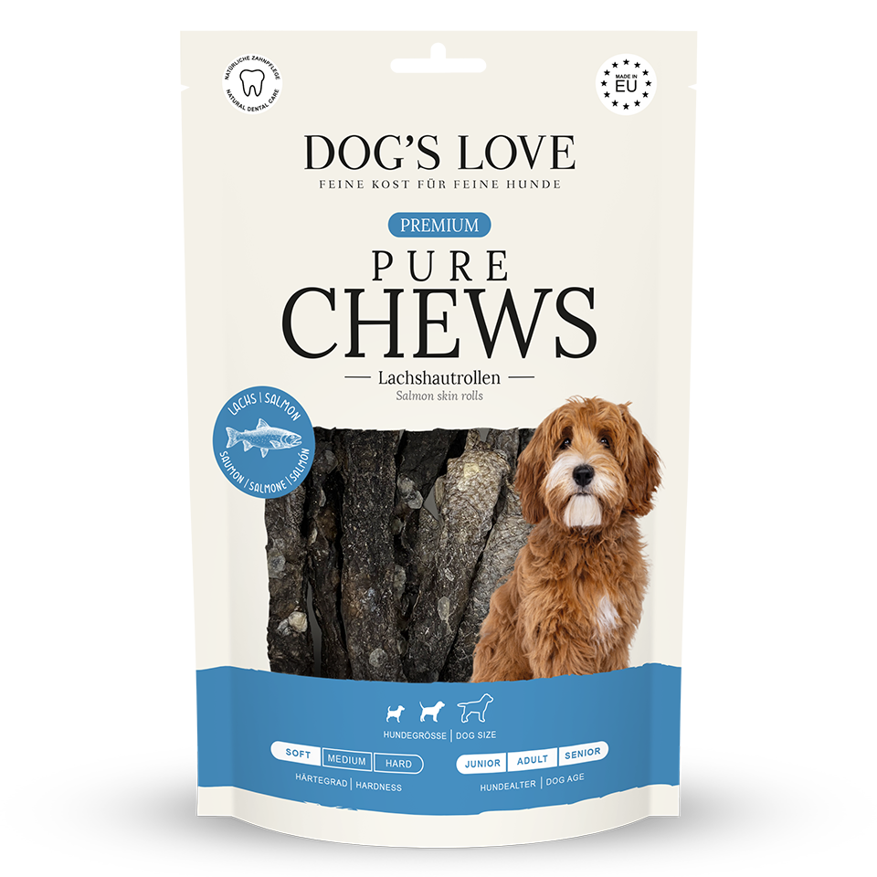 DOG'S LOVE Hunde Leckerlis Pure Chews Lachs 100g, getreidefrei | Trainings-Leckerli & Belohnung für Hunde DOG'S LOVE Hunde Leckerlis Pure Chews Lachs 100g, getreidefrei | Trainings-Leckerli & Belohnung für Hunde von Dog's Love