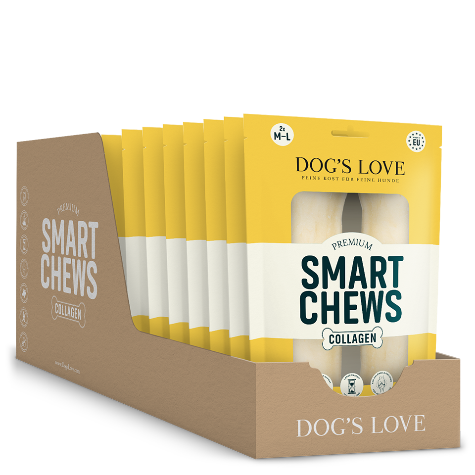 DOG'S LOVE Hunde Leckerlis Smart Chew + Collagen MAXI 2x65g - 12er Vorteilspack , getreidefrei | Trainings-Leckerli & Belohnung für Hunde DOG'S LOVE Hunde Leckerlis Smart Chew + Collagen MAXI 2x65g - 12er Vorteilspack , getreidefrei | Trainings-Leckerli & Belohnung für Hunde von Dog's Love