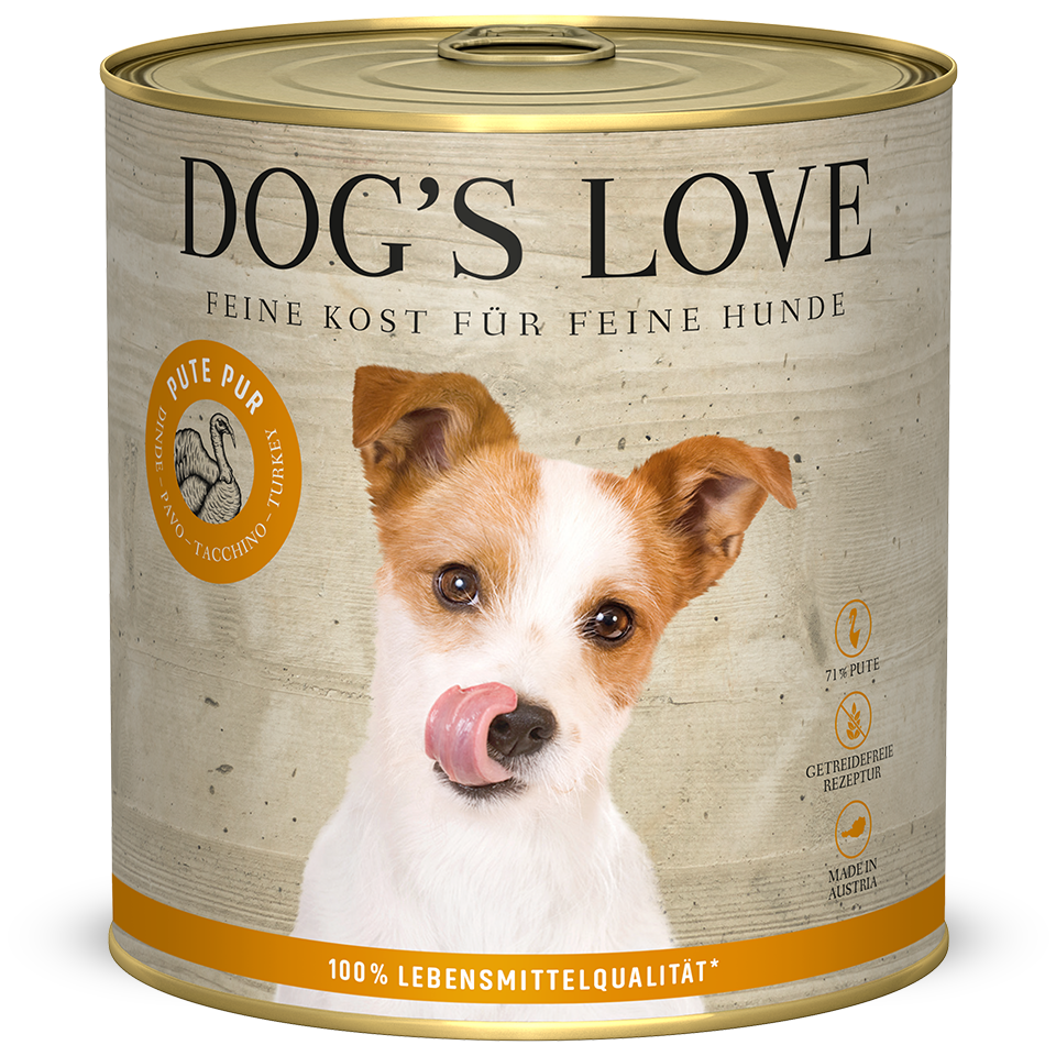 DOG'S LOVE Hunde Nassfutter Pur aus Pute / Truthahn 800g  | Hundefutter für Adult von Dog's Love
