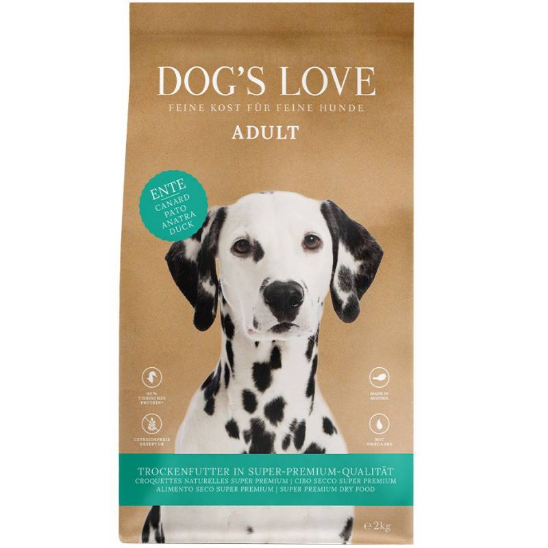 DOG'S LOVE Hunde Trockenfutter aus Ente für Adult 12kg | Hoher Fleischanteil & Getreidefrei Hundefutter | 60% Fleisch mit Gemüse & Obst von Dog's Love