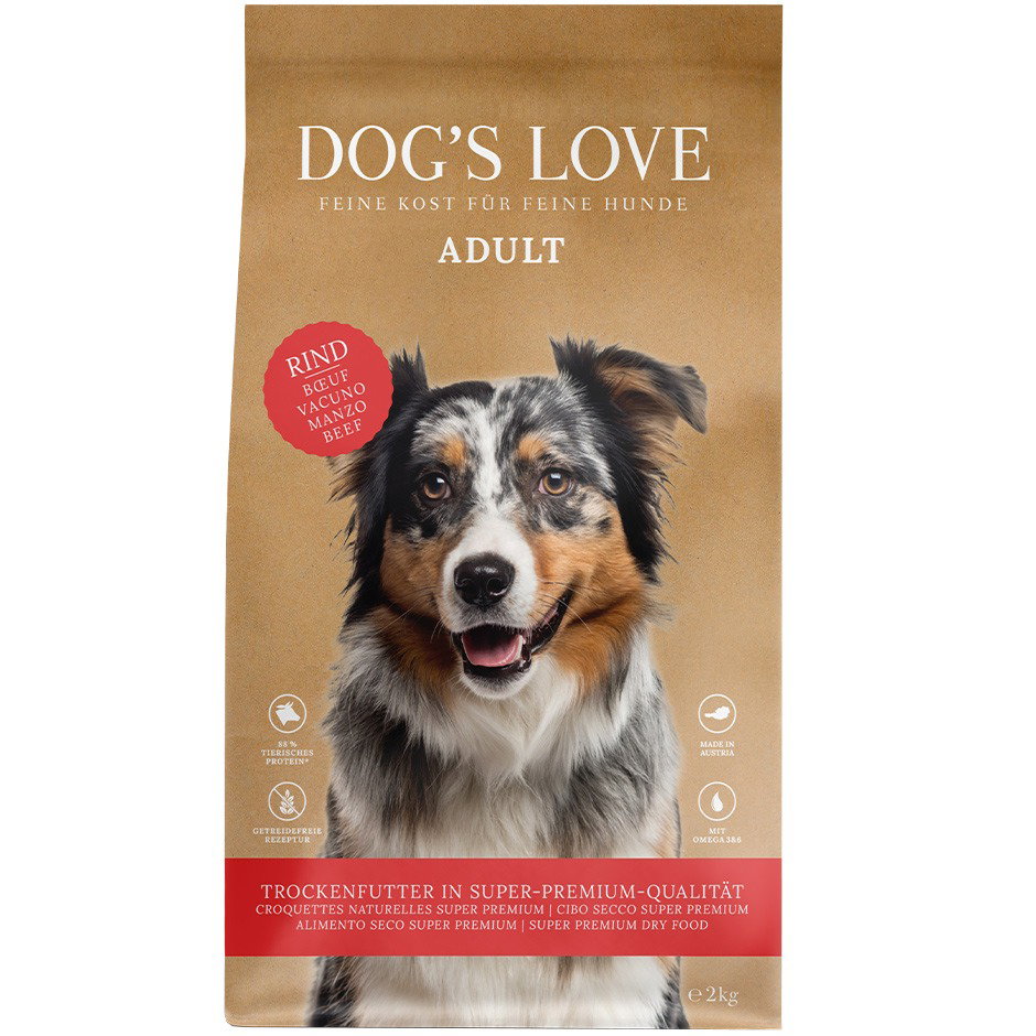 DOG'S LOVE Hunde Trockenfutter aus Rind für Adult 12kg | Hoher Fleischanteil & Getreidefrei Hundefutter | 60% Fleisch mit Gemüse von Dog's Love