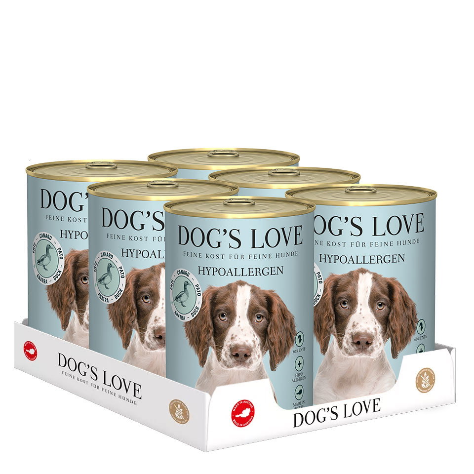 DOG'S LOVE Hypoallergenes Nassfutter Multipack 6x400g aus Ente | Hundefutter für Adult von Dog's Love