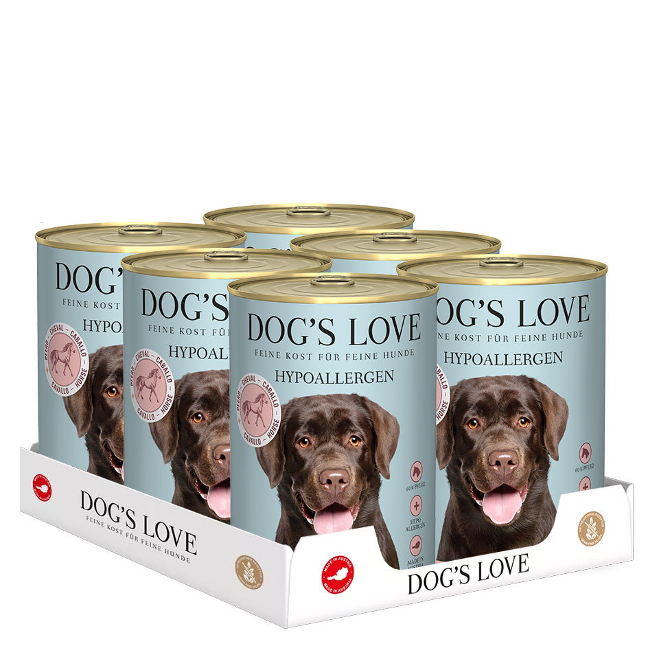 DOG'S LOVE Hypoallergenes Nassfutter Multipack 6x400g aus Pferd | Hundefutter für Adult von Dog's Love