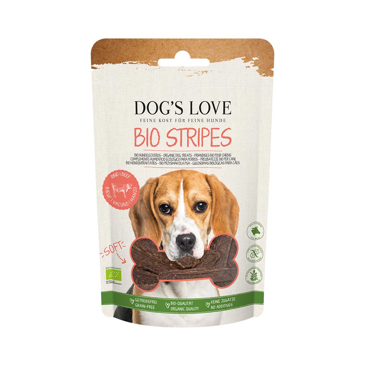 DOG'S LOVE Soft Stripes BIO Rind 150 g von Dog's Love