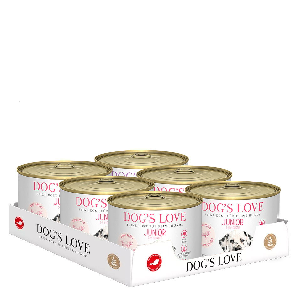 DOG'S LOVE Welpen Nassfutter Multipack 6x200g aus Rind | Hundefutter für Welpen von Dog's Love