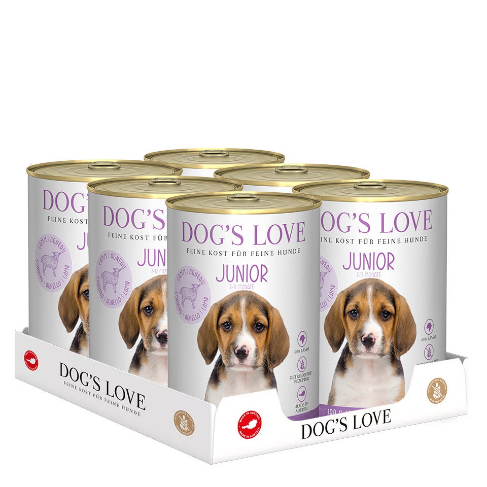 DOG'S LOVE Welpen Nassfutter Multipack 6x400g aus Lamm | Hundefutter für Welpen DOG'S LOVE Welpen Nassfutter Multipack 6x400g aus Lamm | Hundefutter für Welpen von Dog's Love