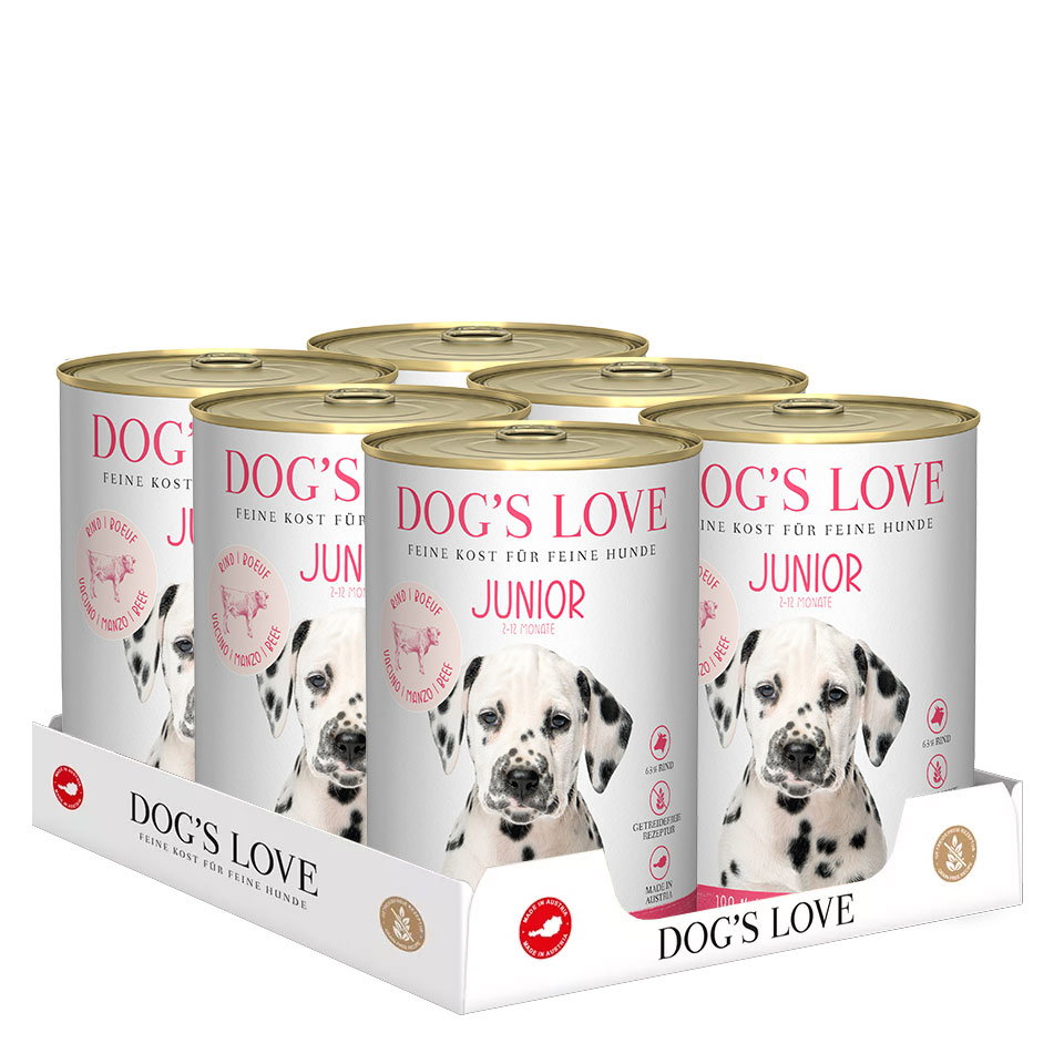 DOG'S LOVE Welpen Nassfutter Multipack 6x400g aus Rind | Hundefutter für Welpen DOG'S LOVE Welpen Nassfutter Multipack 6x400g aus Rind | Hundefutter für Welpen von Dog's Love