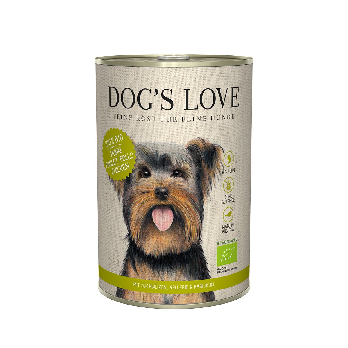 Dog's Love Bio Huhn mit Buchweizen, Sellerie und Basilikum 12x400g von Dog's Love