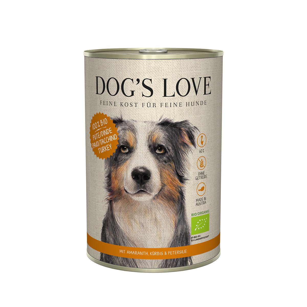 Dog's Love Bio Pute mit Amaranth, Kürbis und Petersilie 12x400g von Dog's Love
