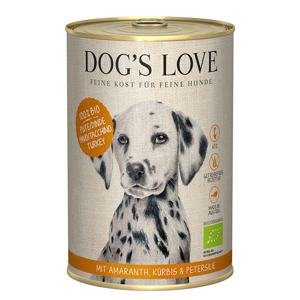 Dog's Love Bio Pute mit Amaranth, Kürbis und Petersilie 12x400g von Dog's Love