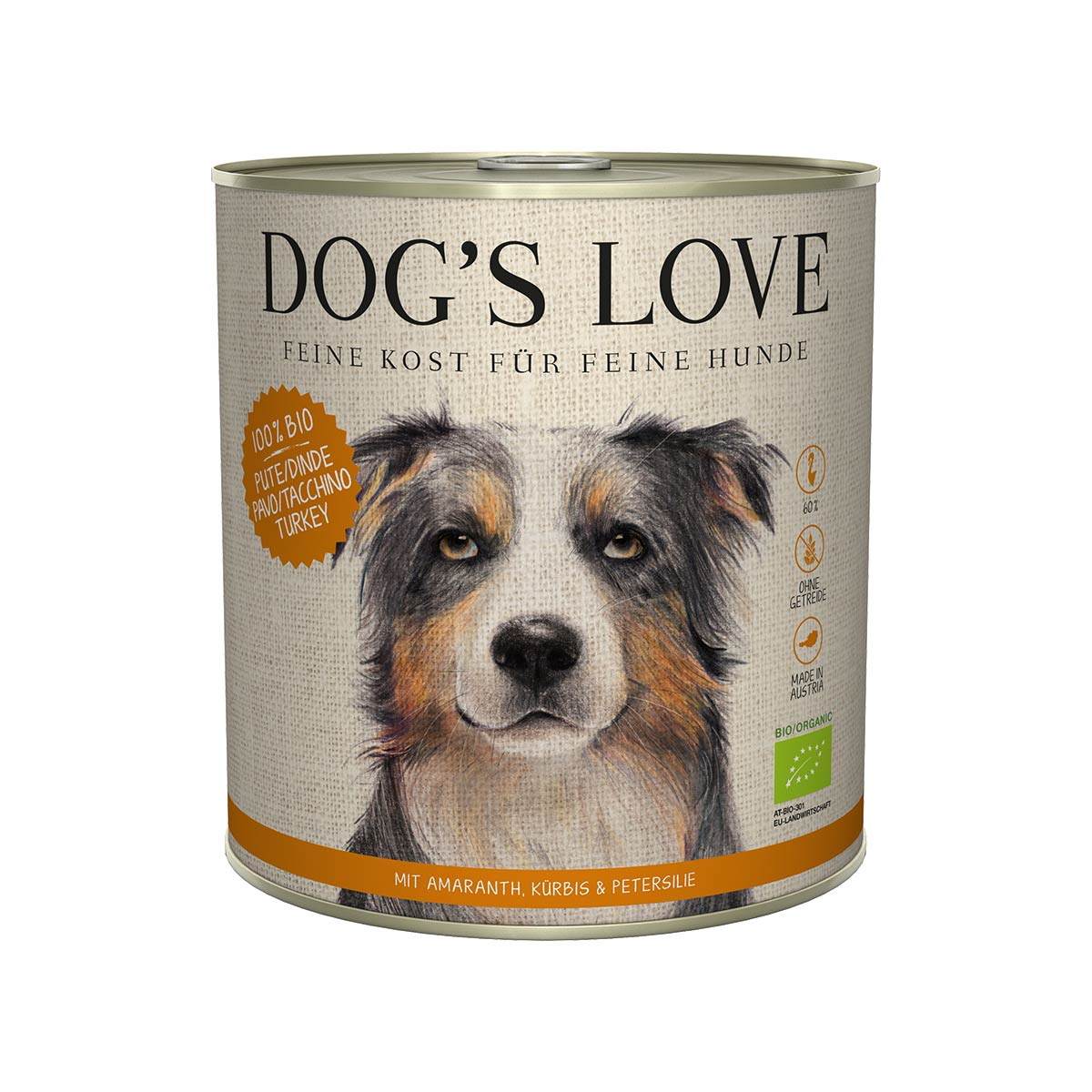 Dog's Love Bio Pute mit Amaranth, Kürbis und Petersilie 12x800g von Dog's Love