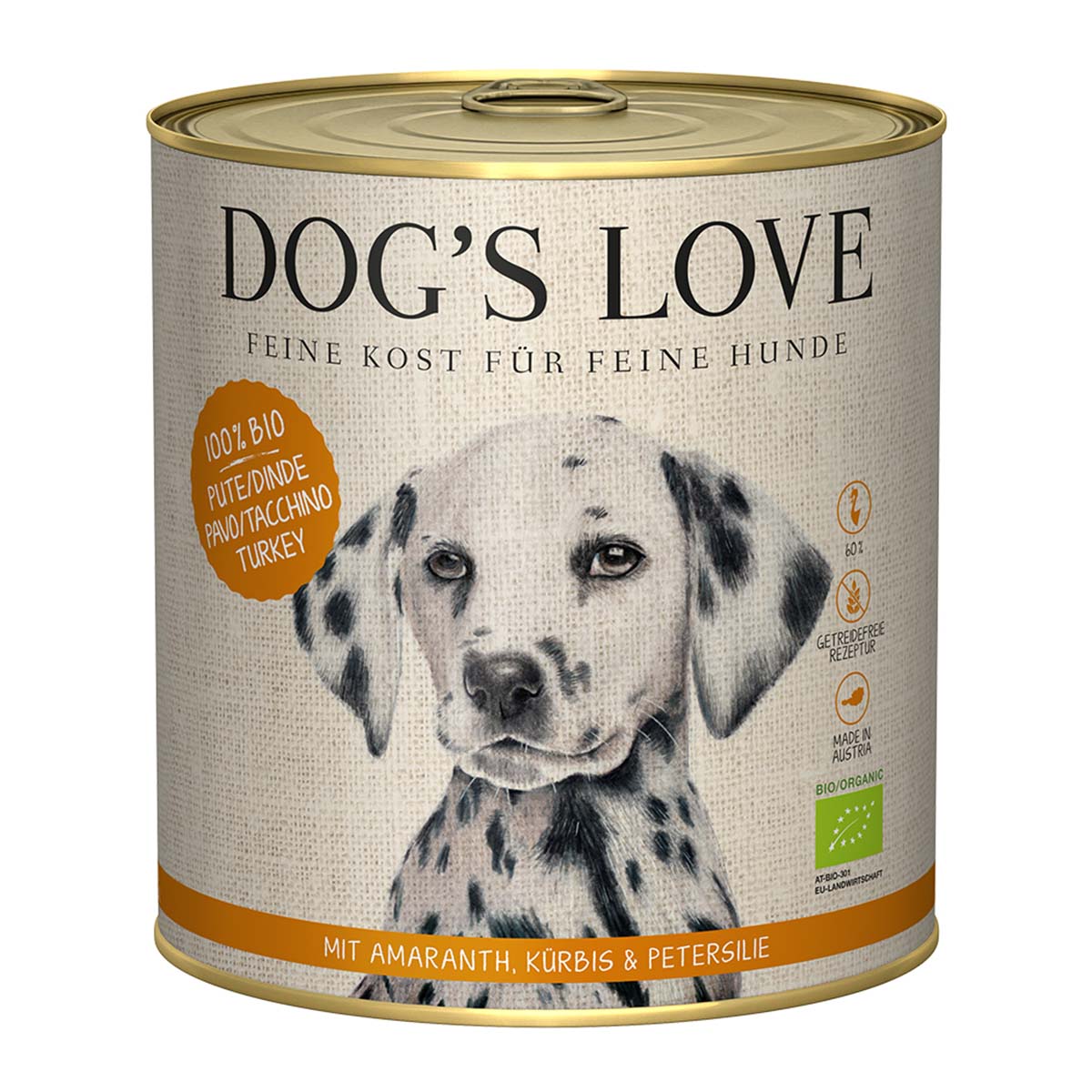 Dog's Love Bio Pute mit Amaranth, Kürbis und Petersilie 12x800g von Dog's Love