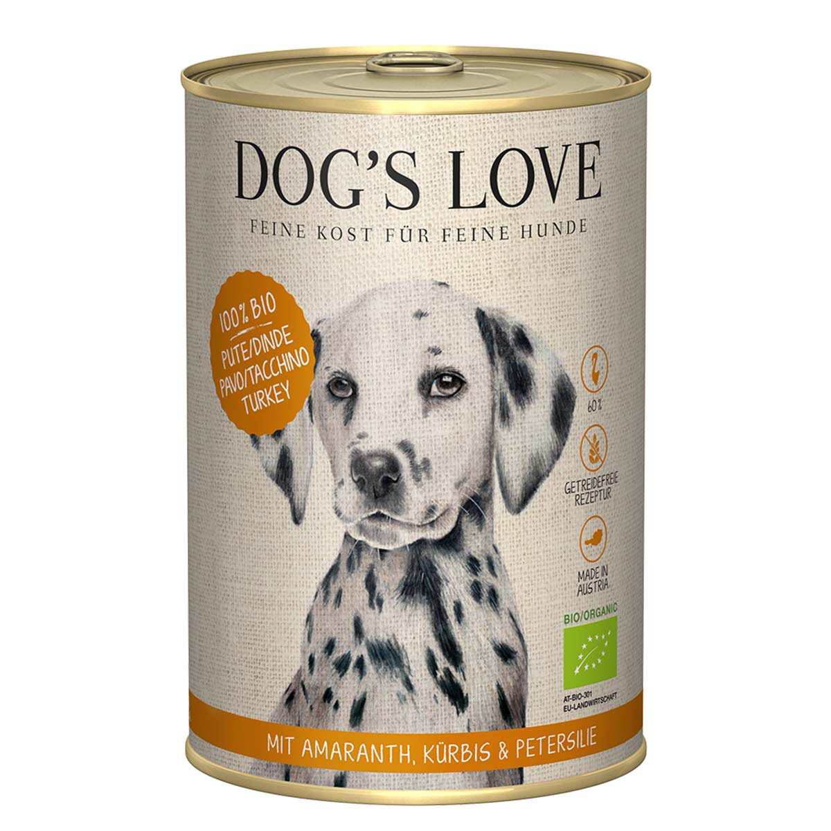 Dog's Love Bio Pute mit Amaranth, Kürbis und Petersilie 6x400g Dog's Love Bio Pute mit Amaranth, Kürbis und Petersilie 6x400g von Dog's Love