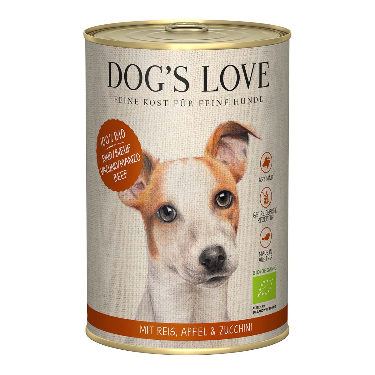 Dog's Love Bio Rind mit Reis, Apfel und Zucchini 12x400g von Dog's Love