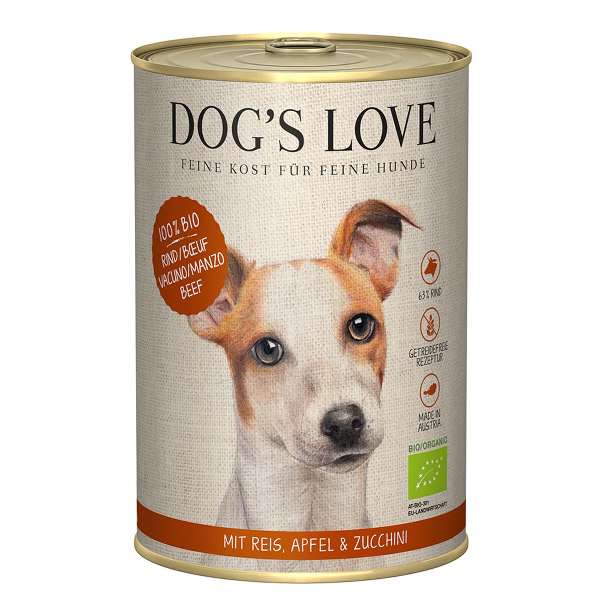 Dog's Love Bio Rind mit Reis, Apfel und Zucchini 12x400g von Dog's Love