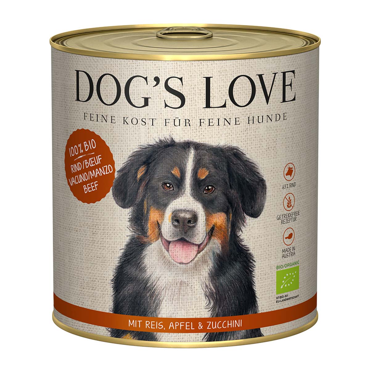 Dog's Love Bio Rind mit Reis, Apfel und Zucchini 12x800g von Dog's Love