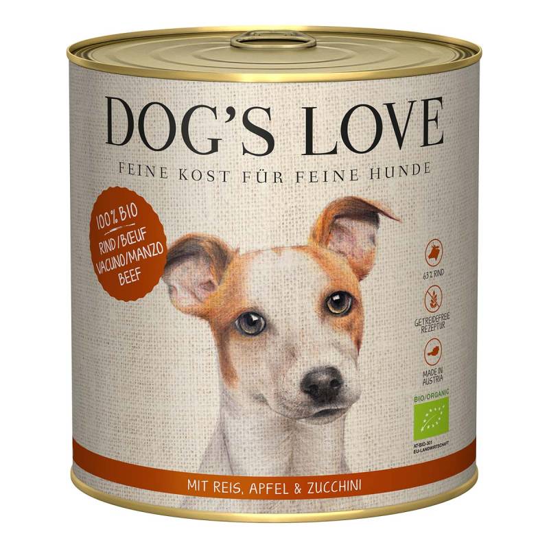 Dog's Love Bio Rind mit Reis, Apfel und Zucchini 12x800g von Dog's Love
