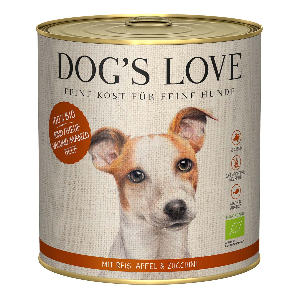 Dog's Love Bio Rind mit Reis, Apfel und Zucchini 6x800g von Dog's Love