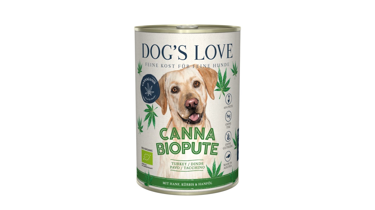 Dog's Love Canna Bio Hundenassfutter 6 x 400 Gramm Bio Pute mit Hanf, Kürbis & Hanföl