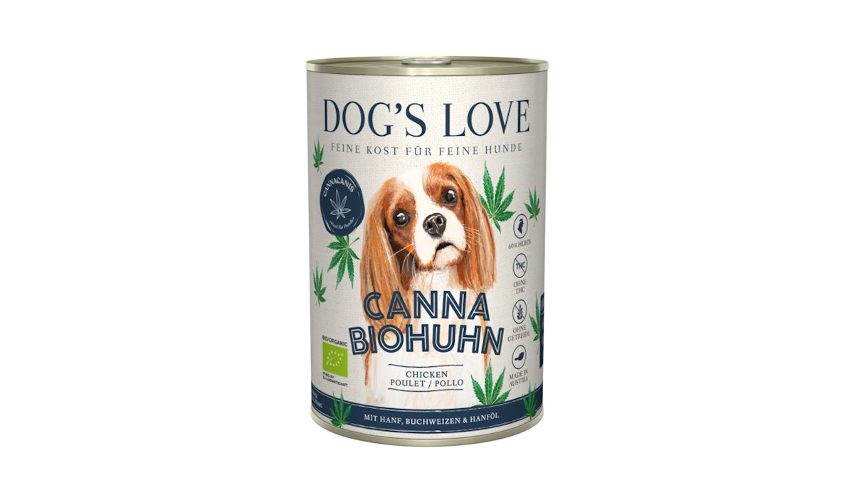 Dog's Love Canna Bio Hundenassfutter Sparpaket 12 x 400 Gramm Bio Huhn mit Hanf, Buchweizen & Hanföl