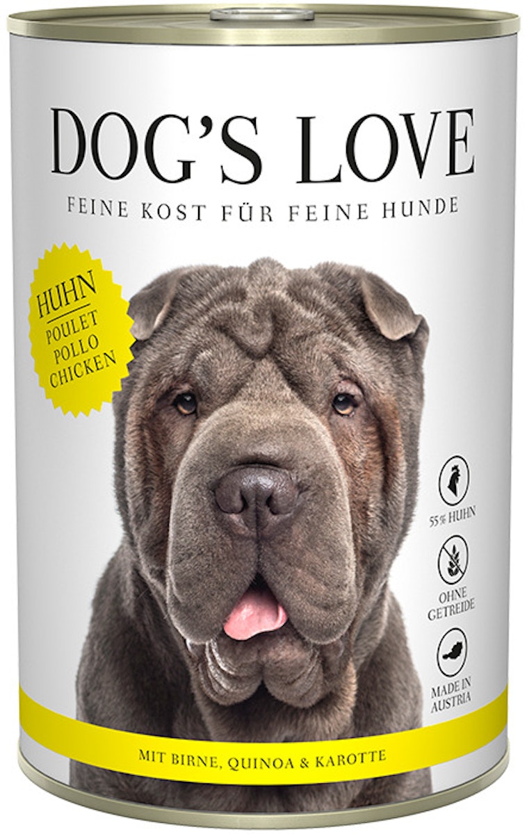 Dog's Love Classic 400g Dose Hundenassfutter 6 x 400 Gramm Huhn mit Birne, Quinoa & Karotte