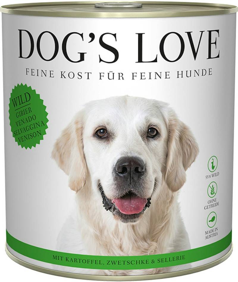 Dog's Love Classic 800g Dose Hundenassfutter 6 x 800 Gramm Wild mit Kartoffel, Zwetschke & Sellerie