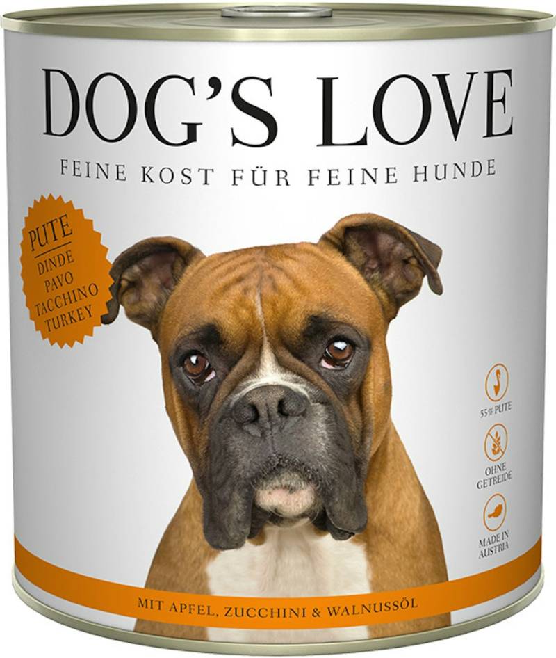 Dog's Love Classic 800g Dose Hundenassfutter 6 x 800 Gramm Pute mit Apfel, Zucchini & Walnussöl