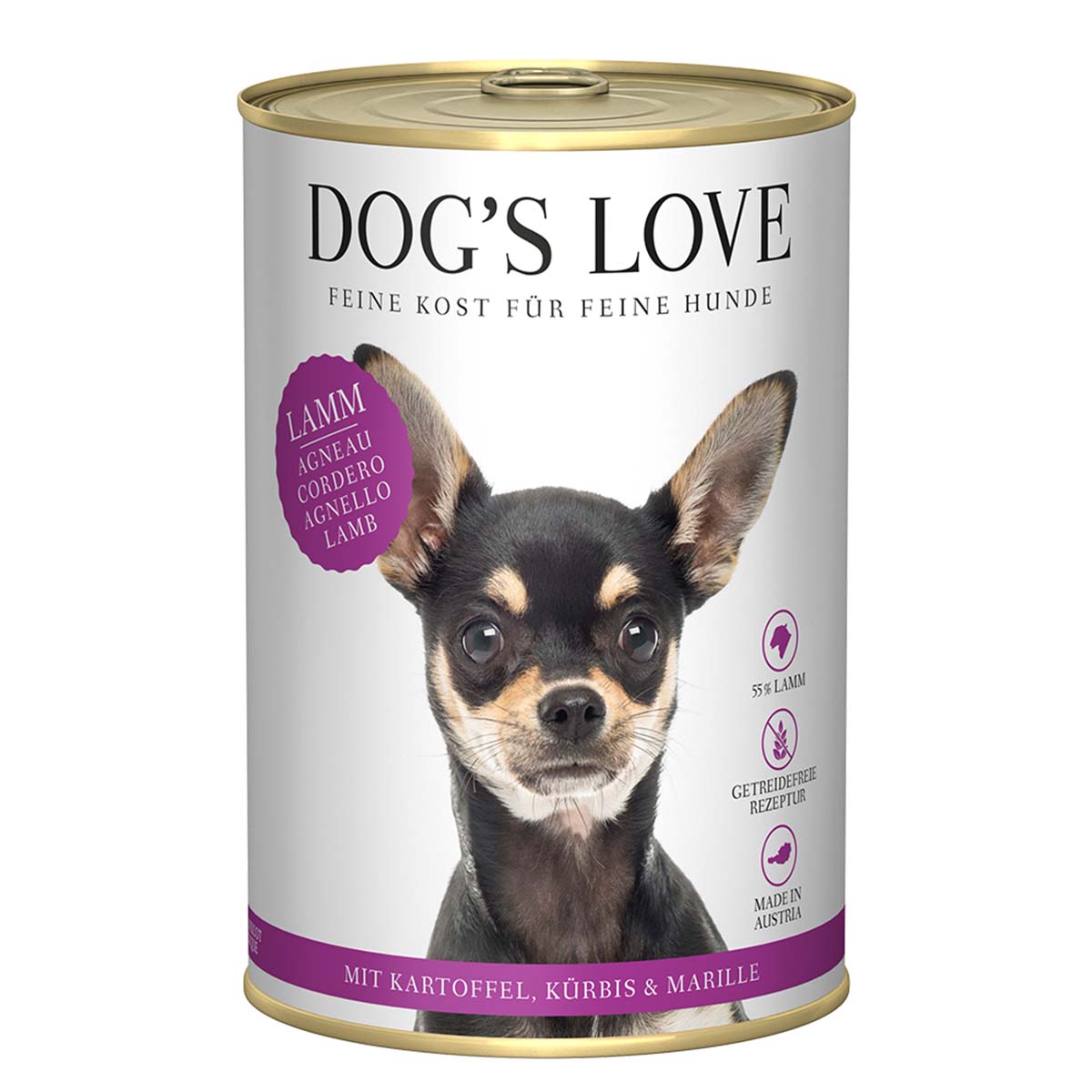 Dog's Love Classic Lamm mit Kartoffel, Kürbis und Marille 12x400g von Dog's Love