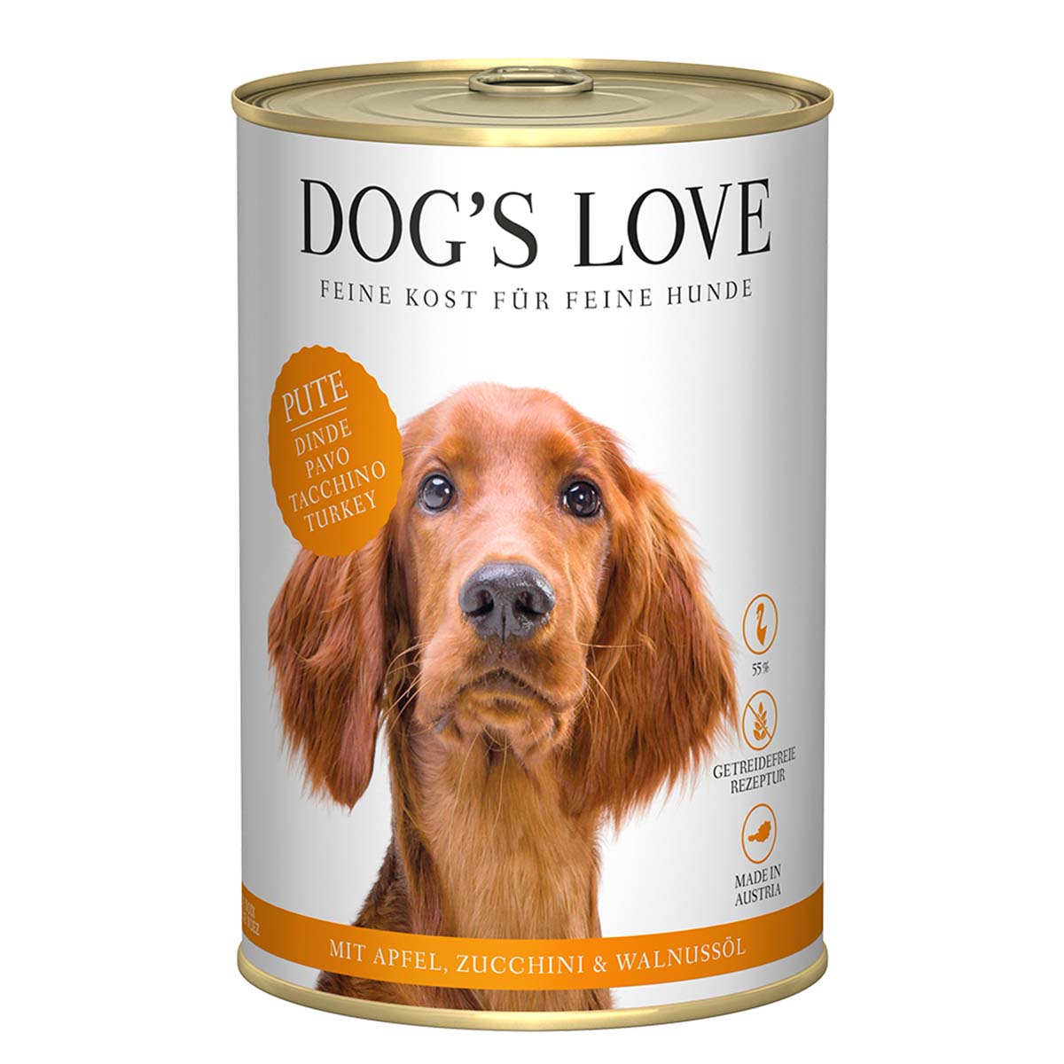 Dog's Love Classic Pute mit Apfel, Zucchini und Walnussöl 6x400g von Dog's Love