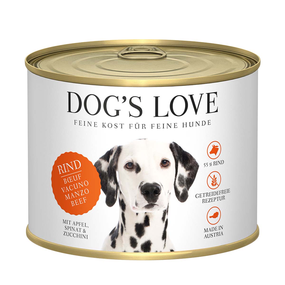 Dog's Love Classic Rind mit Apfel, Spinat und Zucchini 12x200g von Dog's Love