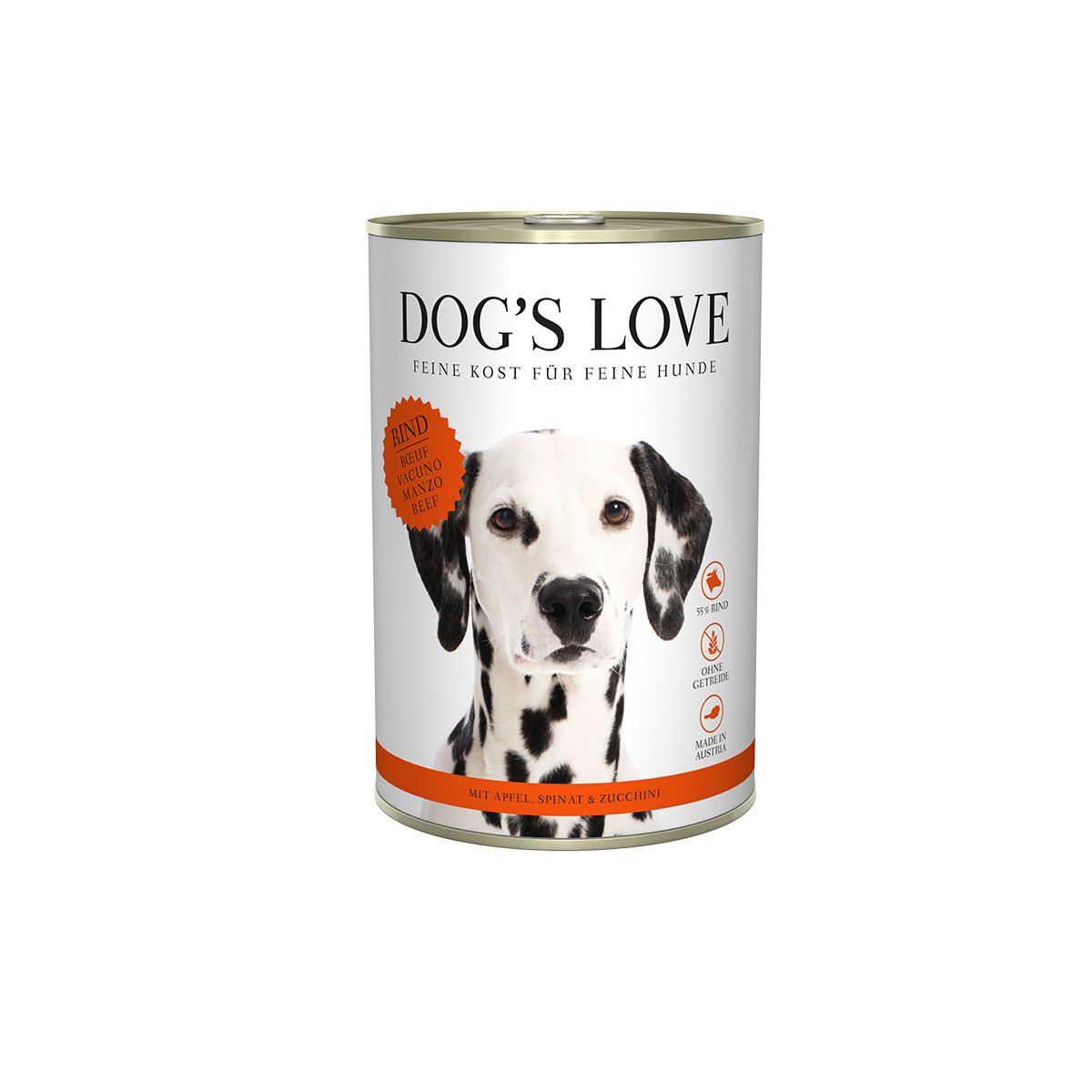 Dog's Love Classic Rind mit Apfel, Spinat und Zucchini 12x400g von Dog's Love