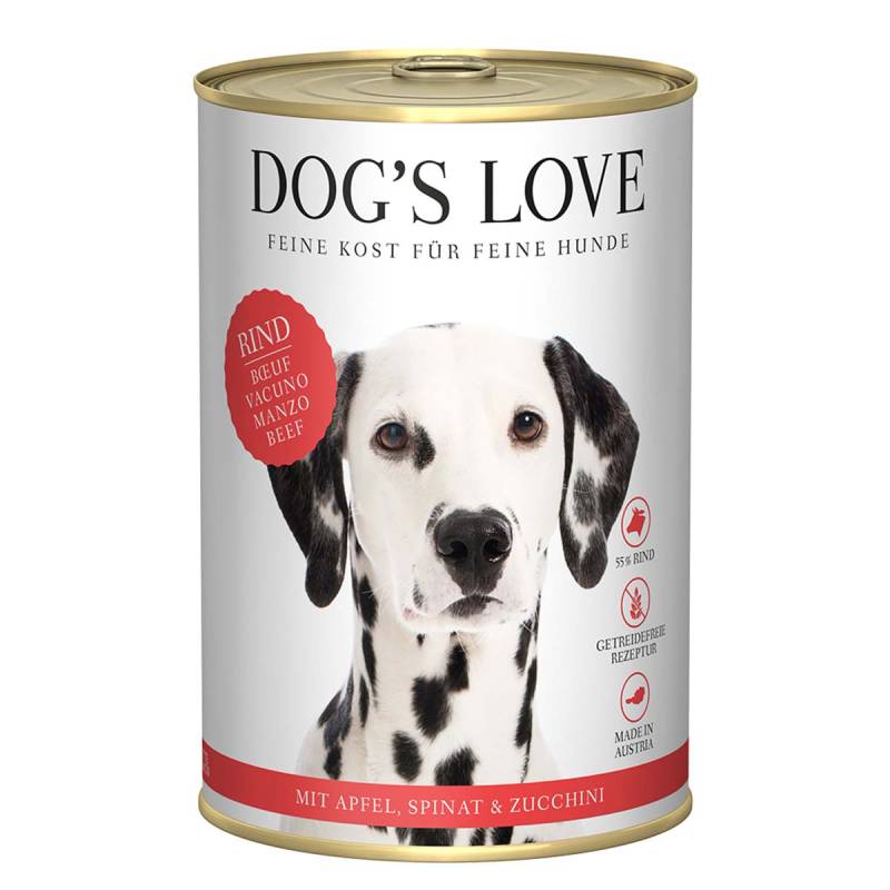 Dog's Love Classic Rind mit Apfel, Spinat und Zucchini 12x400g von Dog's Love