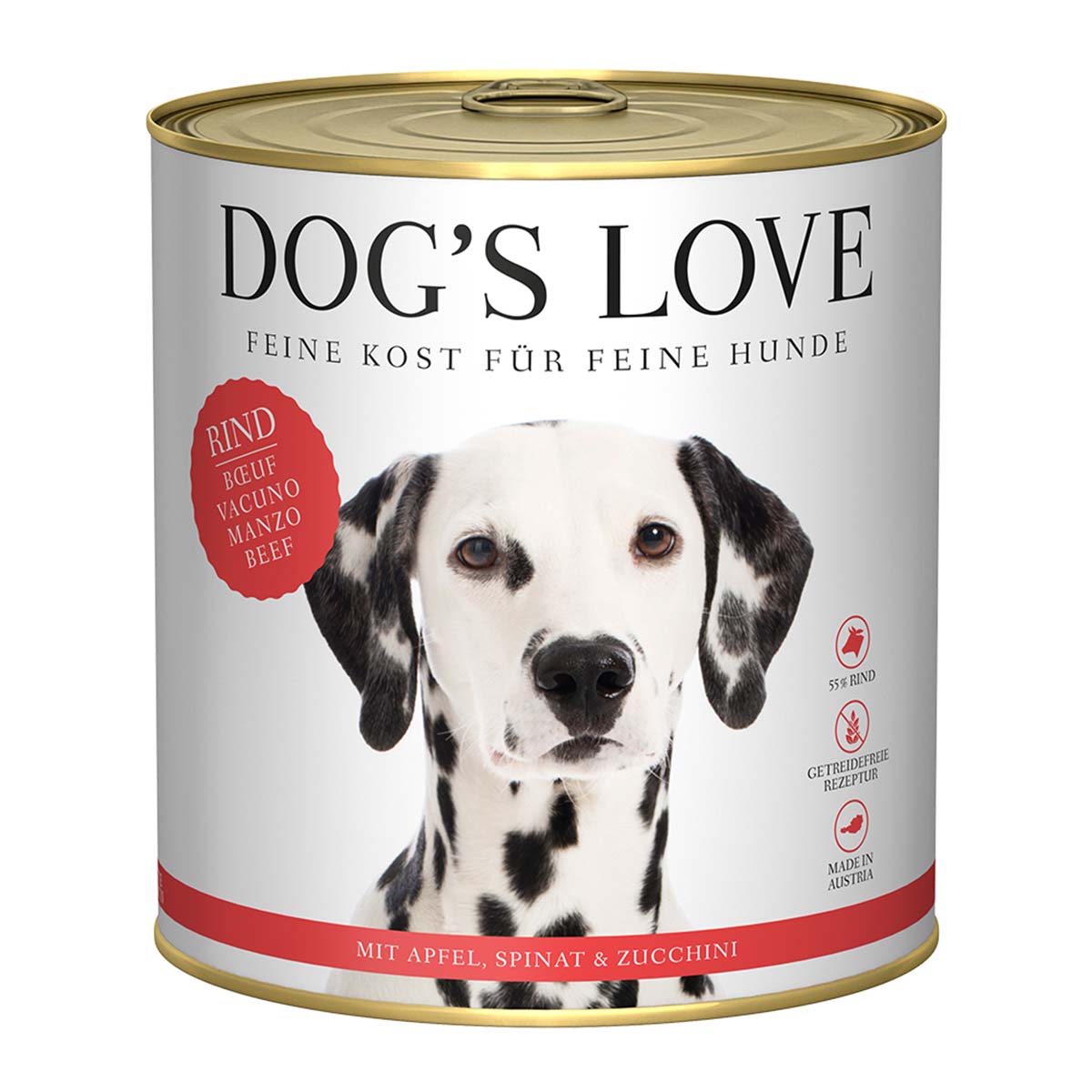 Dog's Love Classic Rind mit Apfel, Spinat und Zucchini 12x800g von Dog's Love