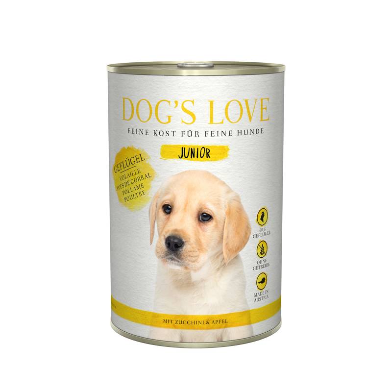 Dog's Love Junior Geflügel mit Zucchini und Apfel 12x400g von Dog's Love