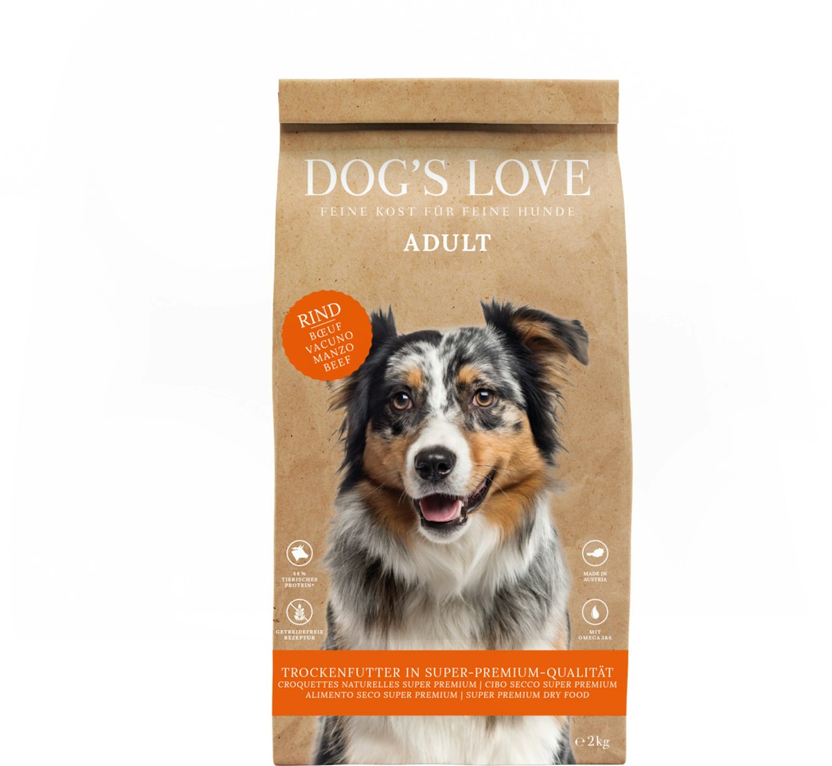Dog's Love Rind mit Süßkartoffel & Karotte 2kg Hundetrockenfutter von Dog's Love