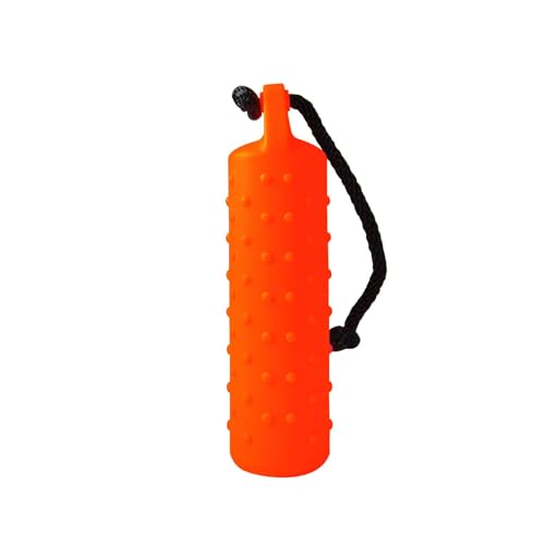 Dog & Field Easy Grip Gundog Wasserschnuller – großer orangefarbener Wurf, Gummischwimmer für Training & Retrieval Praxis, schwimmendes Hundespielzeug mit Wurfschnur, Gundog Training Dummies von Dog & Field