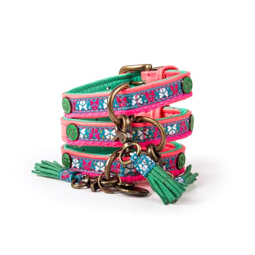 Dog with a Mission - Welpenhalsband XXXS | Blau, Rosa, Türkis, Halsband aus Leder | Boho, Hippie | Ideal für Welpen | Handgemacht | Modisch und Bunt | Weiches Echtes Leder | 1,5 cm Breit|Mollie Dog with a Mission - Welpenhalsband XXXS | Blau, Rosa, Türkis, Halsband aus Leder | Boho, Hippie | Ideal für Welpen | Handgemacht | Modisch und Bunt | Weiches Echtes Leder | 1,5 cm Breit|Mollie von Dog with a Mission