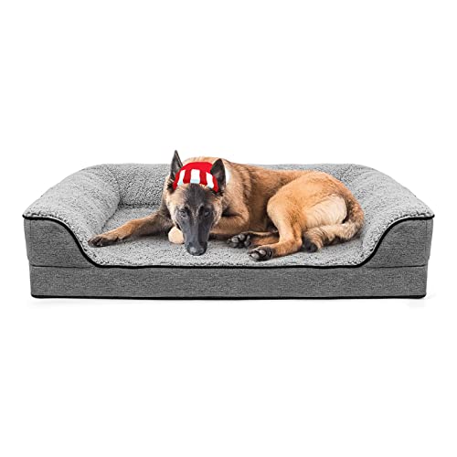 Orthopädisches Hundebett, Nackenrolle Couch für große Hunde, Hundebett für extra große Hunde, abnehmbarer waschbarer Bezug, Haustierbett, Schaumstoff-rutschfeste Hundematte von DogBaby