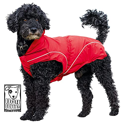 Dogbite Winterjacke 35 cm Farbe: rot Moderner, äußerst Warmer und wasserdichter Wintermantel mit optimaler Flexibler Passform und professioneller Ausstattung von Dogbite