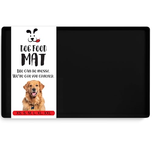 DogBuddy Hundefuttermatte, wasserdichte Hundenapfmatte, Silikon-Hundematte für Futter und Wasser, Haustierfuttermatte mit Kanten, Hundefuttermatten für Böden, Welpenzubehör – Klein (19x12), Schwarz von DogBuddy